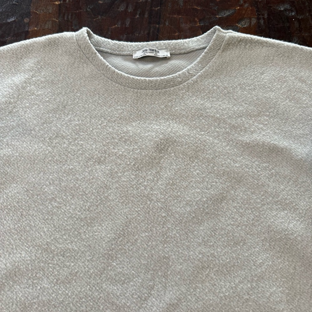 Zara Light Gray Long Sleeve Top with Ruffle Detail - Picture 3 of 12